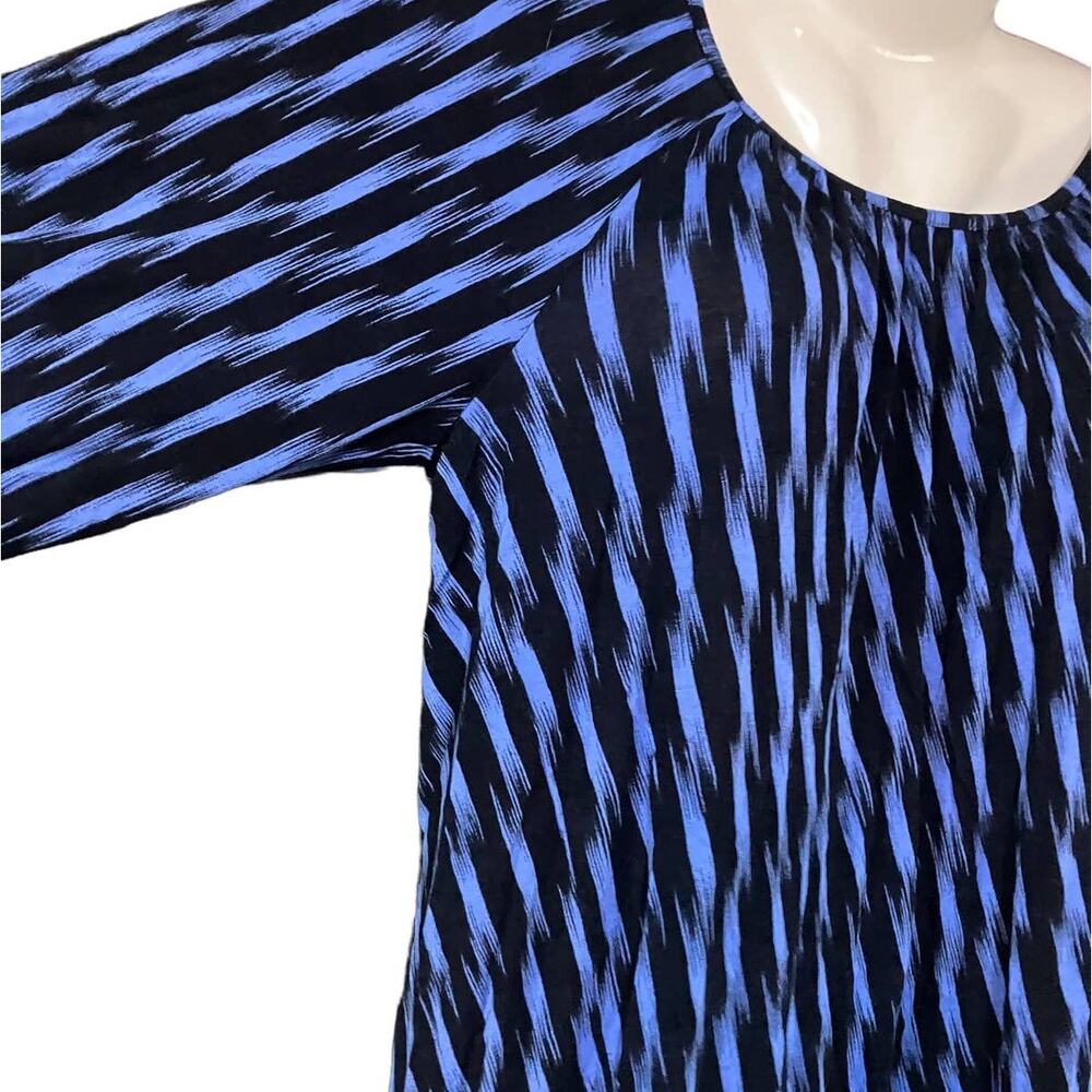 Michael Kors Women's Blue/Black Print Elbow Sleeves Peasant Top | Size Large - Picture 6 of 10